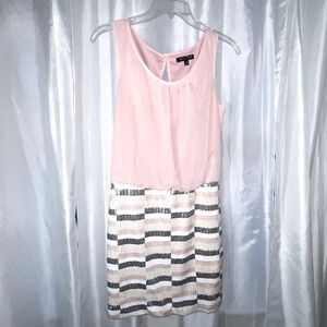 Pink Mini Dress with Sequin Striped skirt